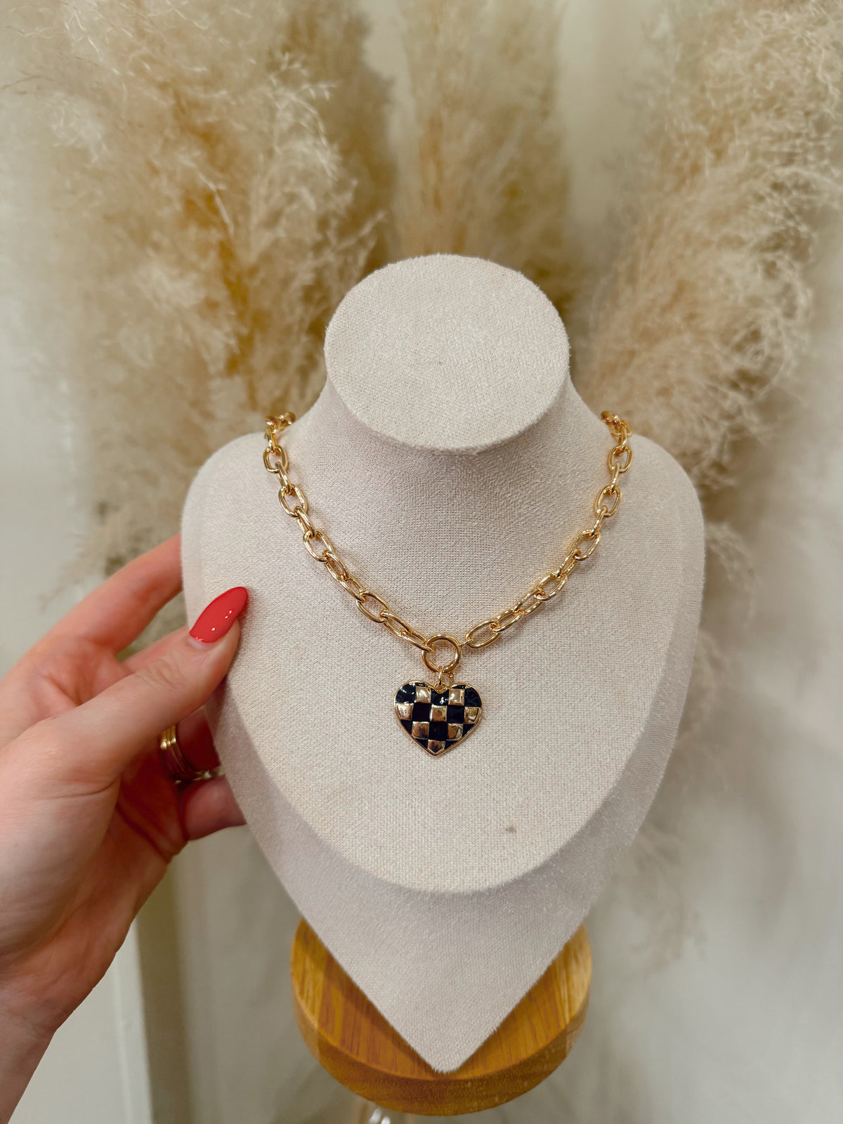 Checkered Heart Necklace