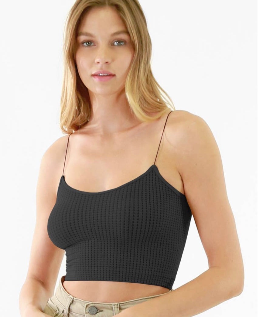 Black Waffle Seamless Cami