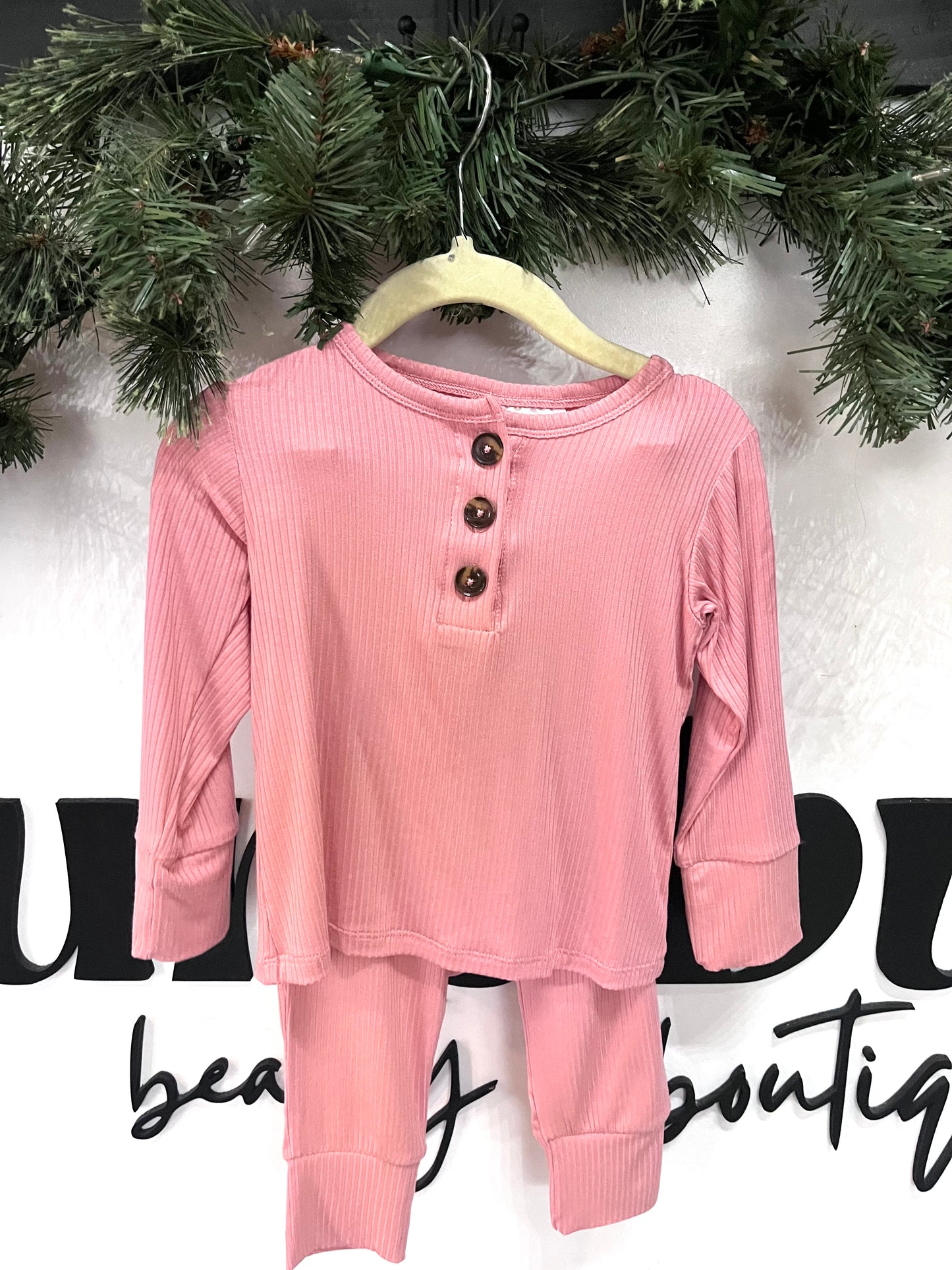 Mauve Ribbed Bamboo Set