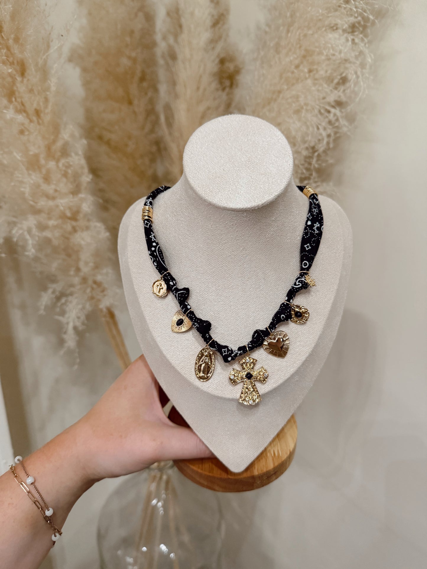 Black Bandana Charm Necklace