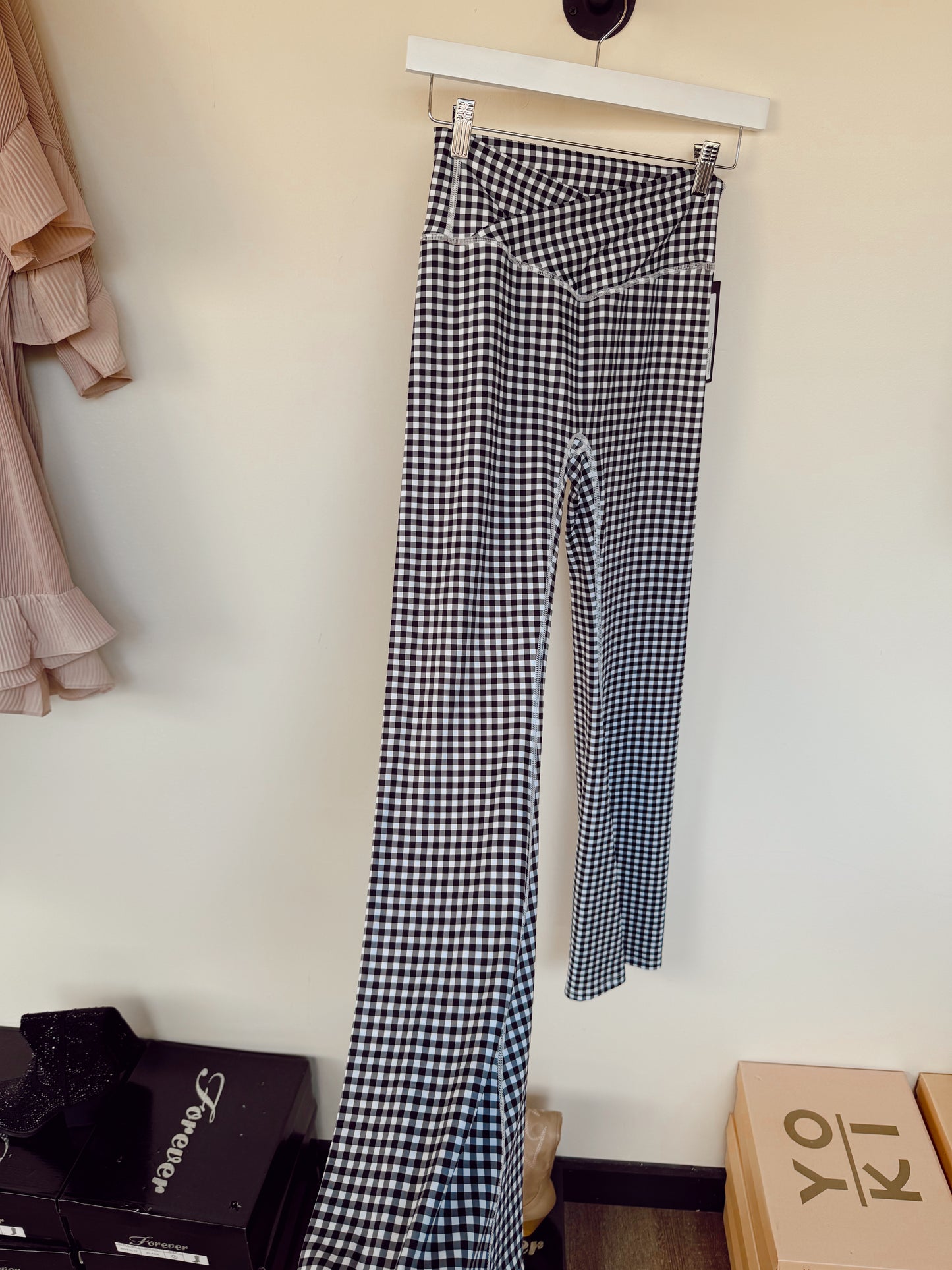 Black Gingham Crossover Pants