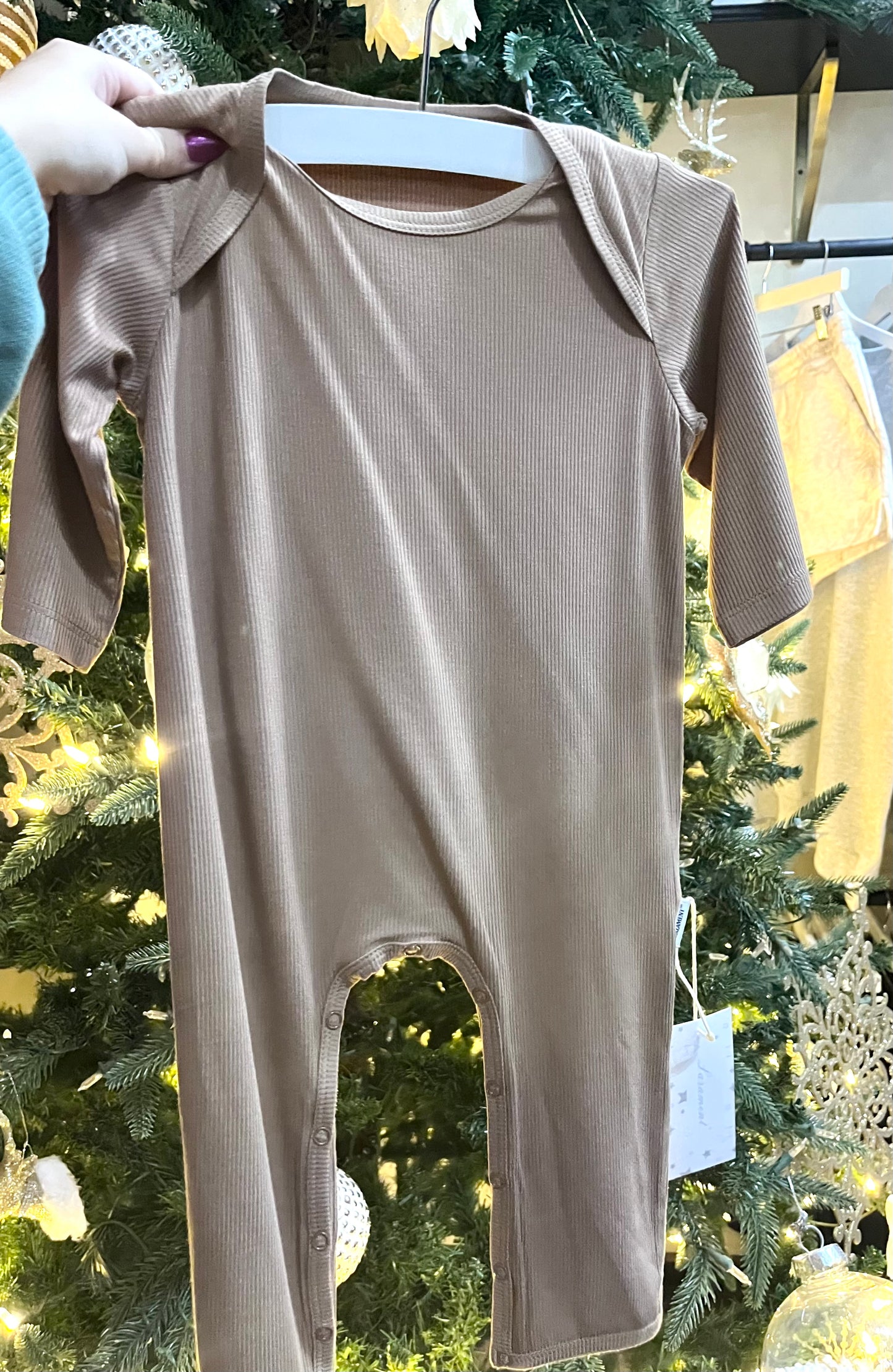 Brown Ribbed Romper