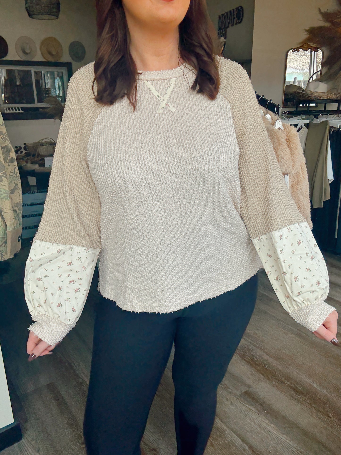 Taupe Thea Textured Top
