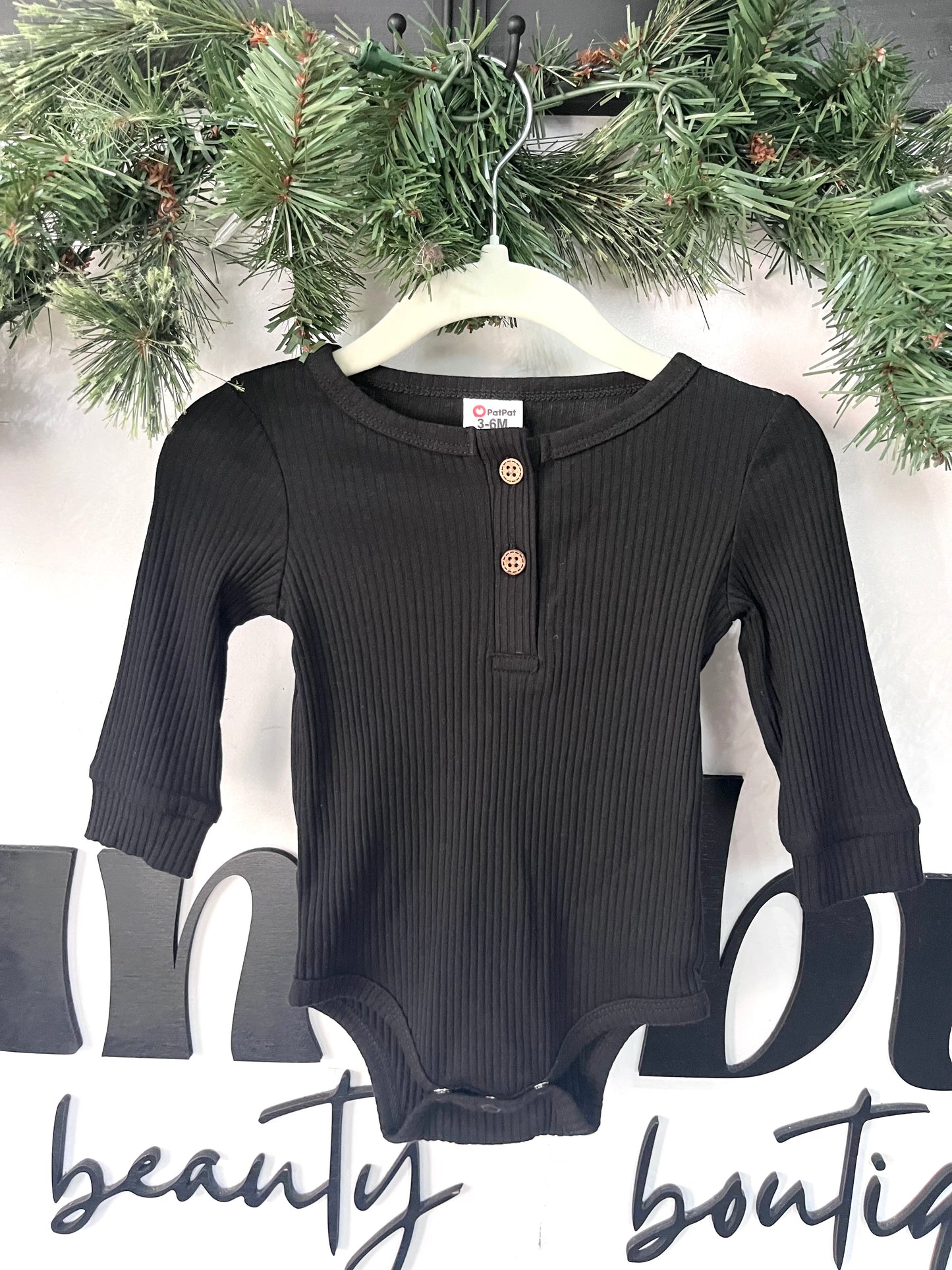 Black Cotton RIbbed Romper