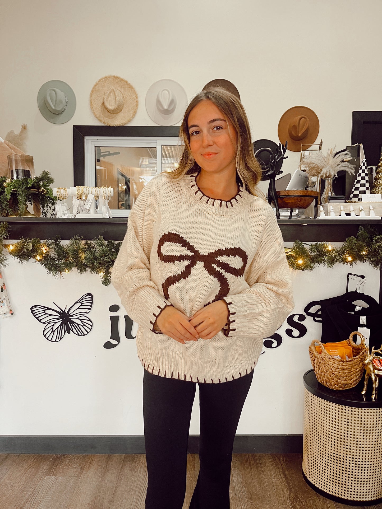 Brown Bow Sweater