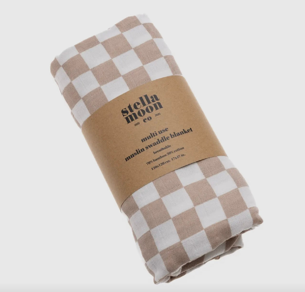 Taupe Check Swaddle