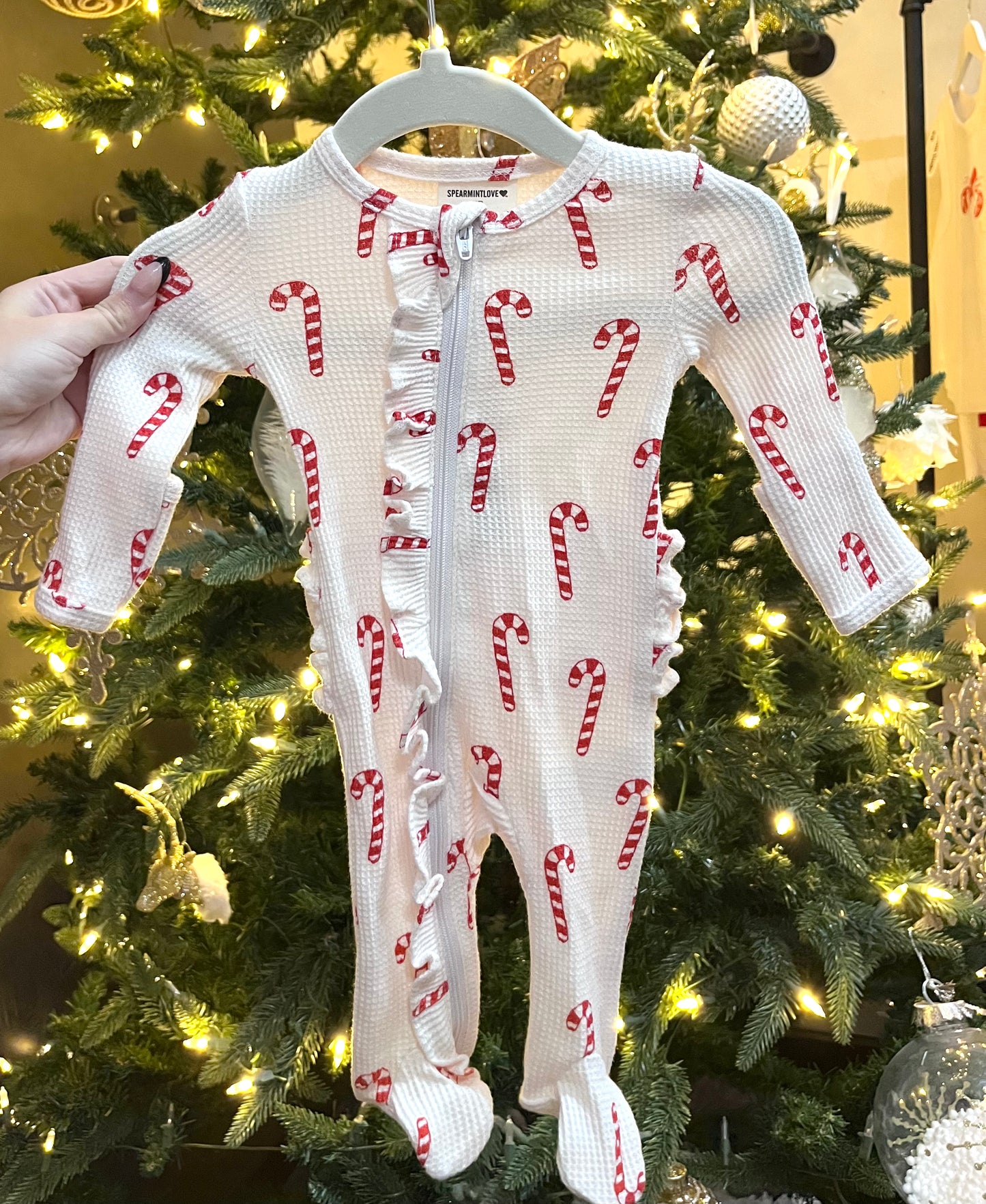 Candycane Newborn Footie