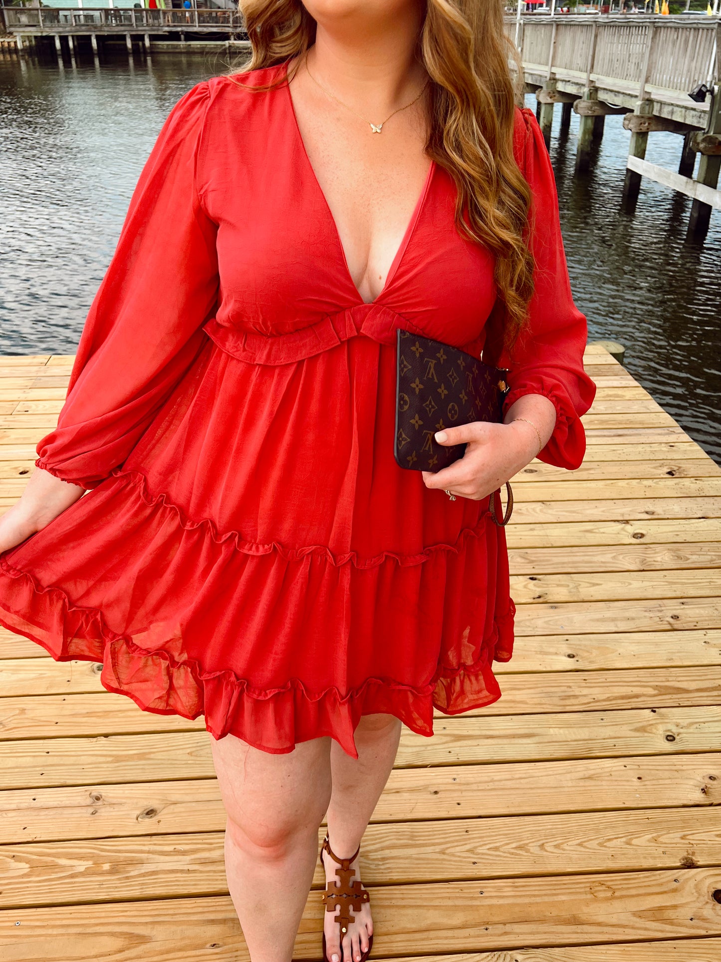 RUST TIERED DRESS