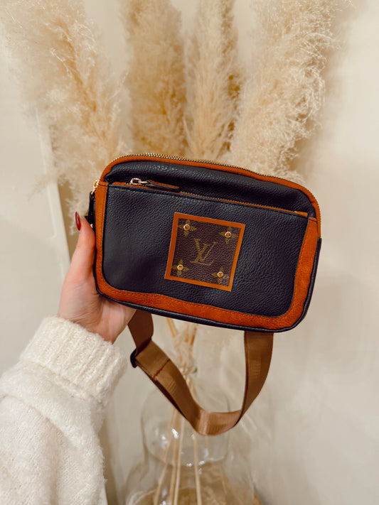 Black Two Tone Upcycled Lv Sling Bag