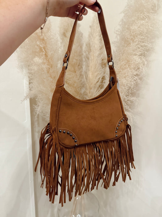 Faux Suede Fringe Bag