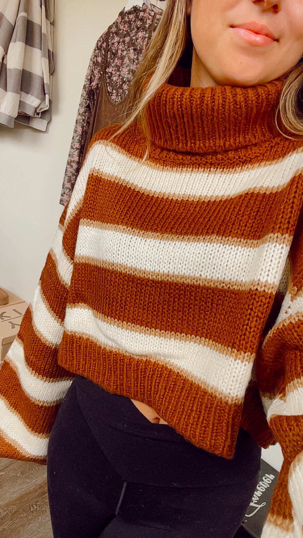 Cocoa Cropped Turtleneck Sweater