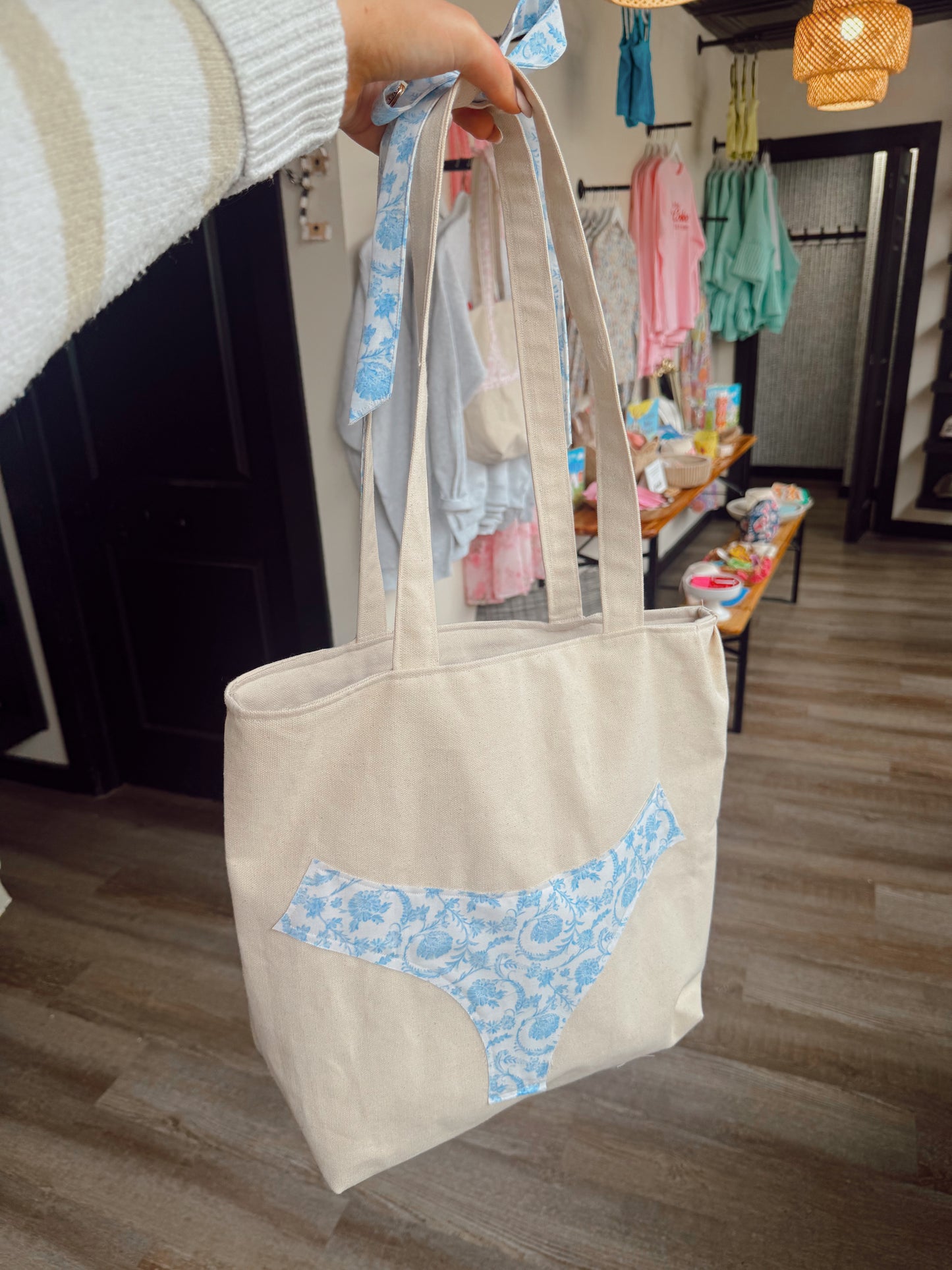 Blue Floral Bikini Bag