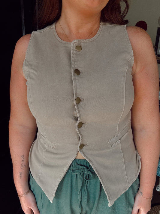 Mocha Denim Vest