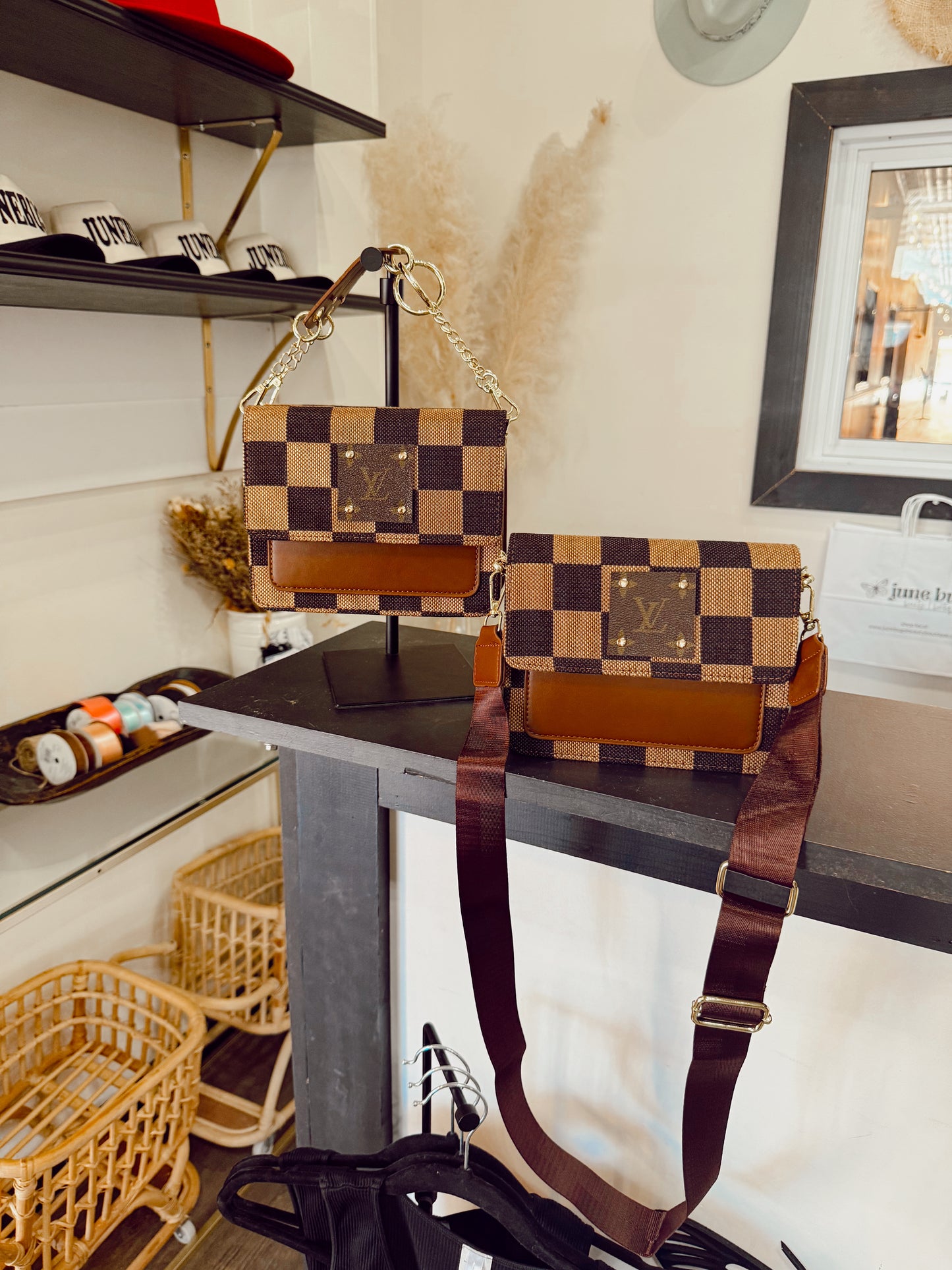 Upcycled Checkered Crossbody Bag PREORDER 11/29