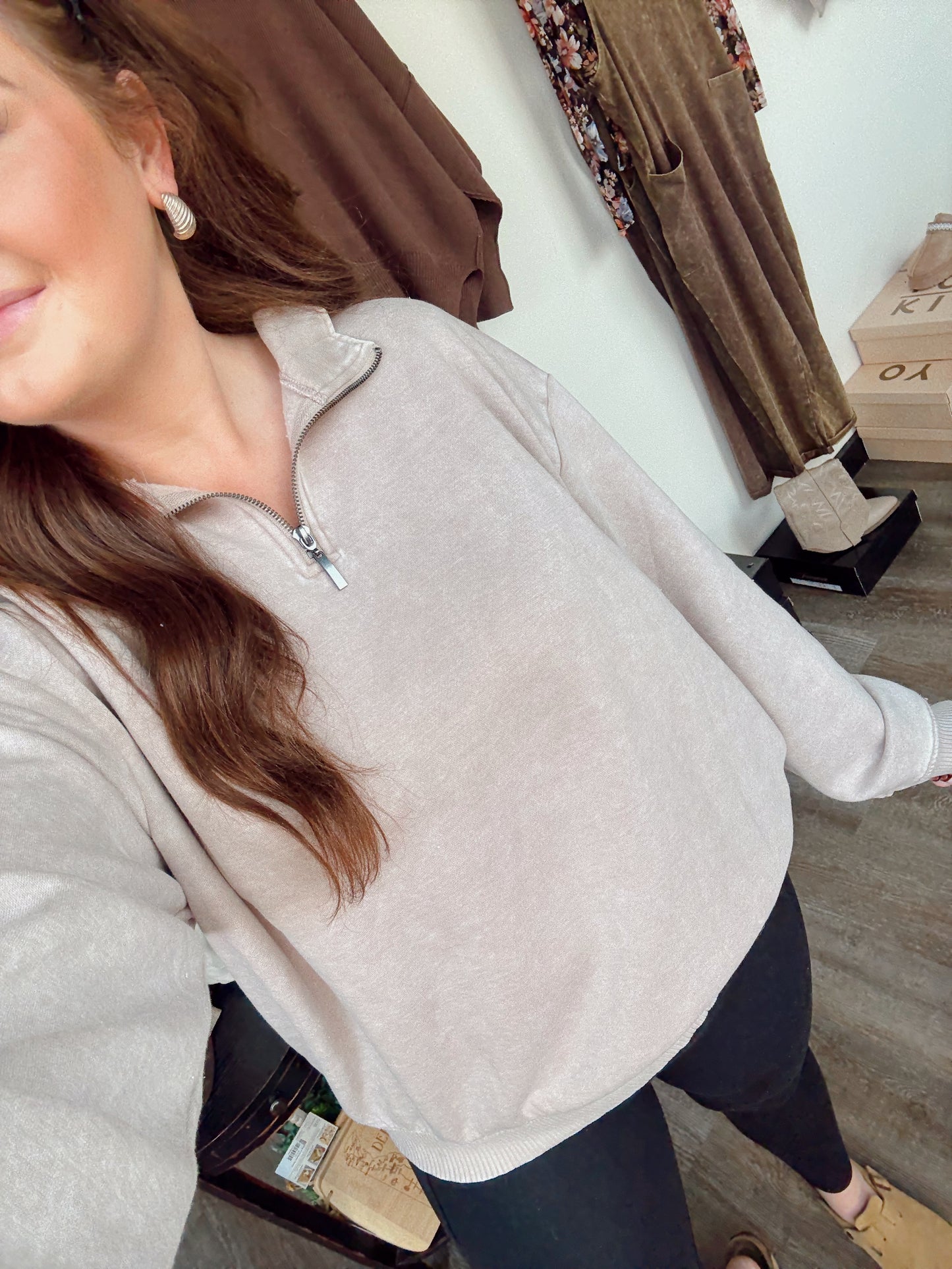 Ash Mocha Acid Wash Pullover