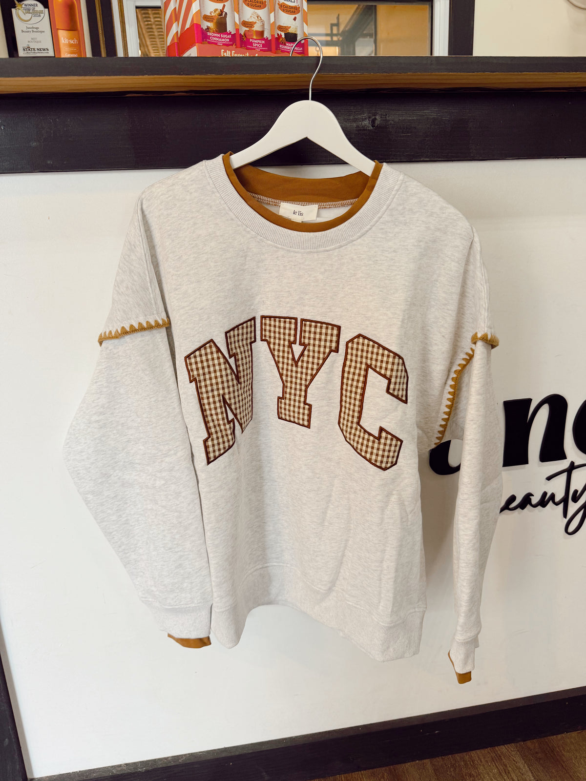 NYC Gingham Sweatshirt