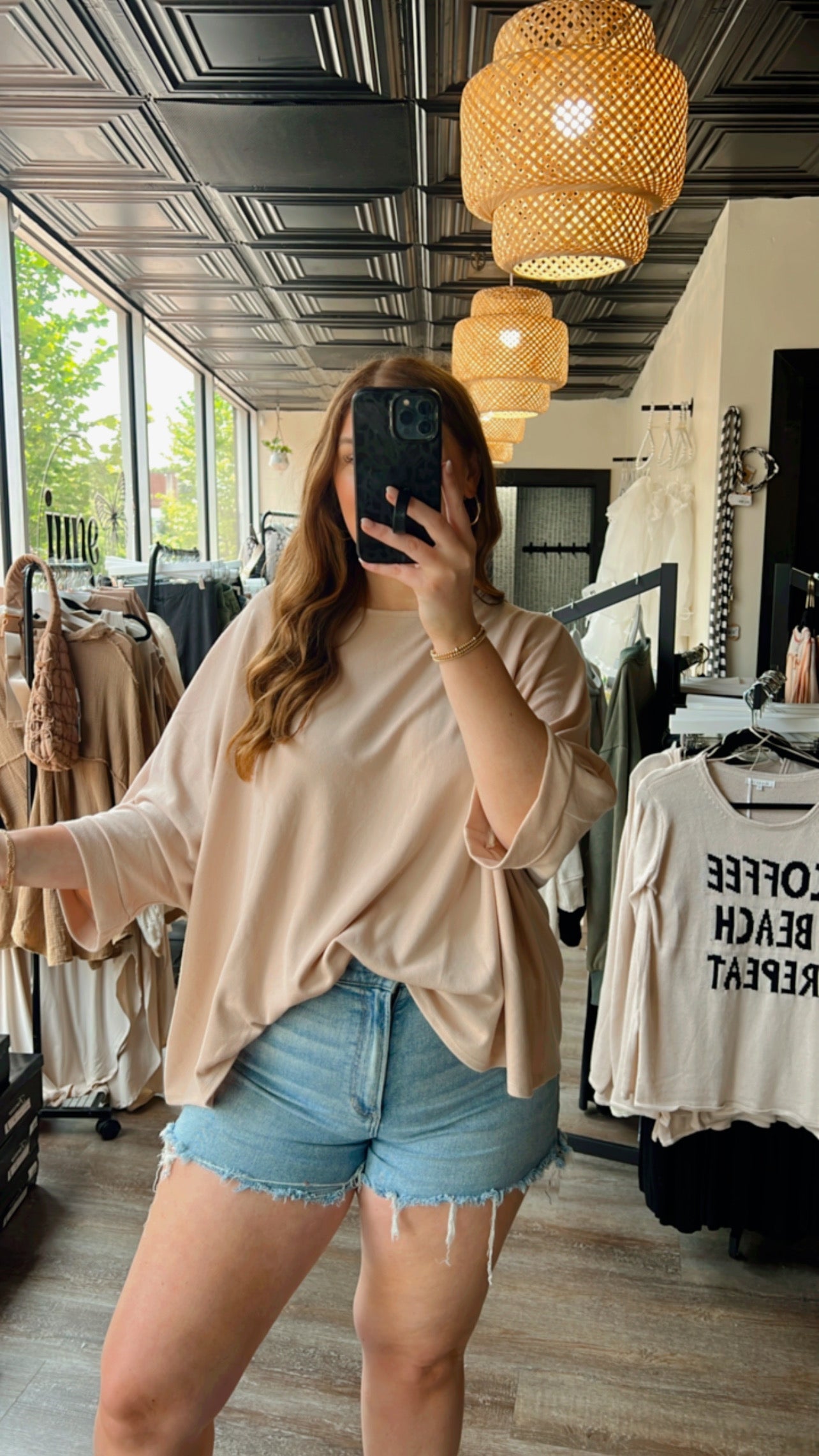 Beige Dolman Sleeve Top