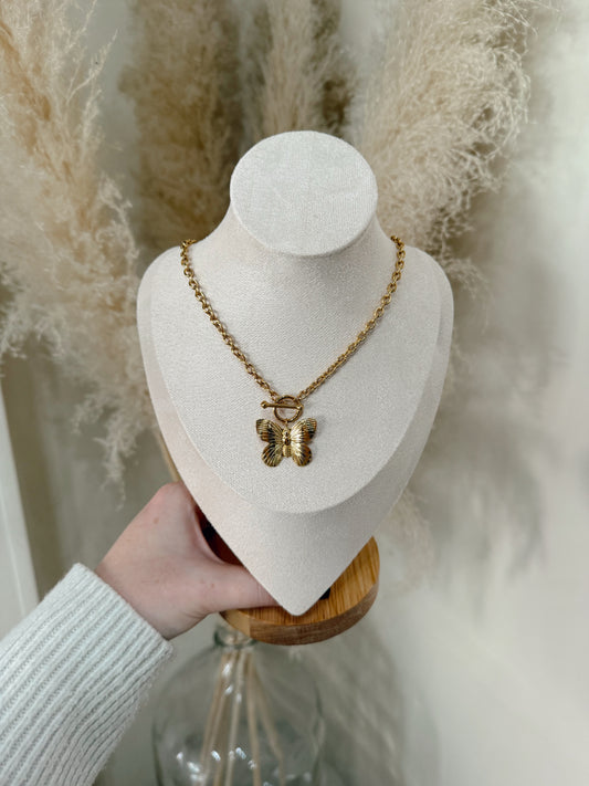 Golden Vintage Butterfly Necklace