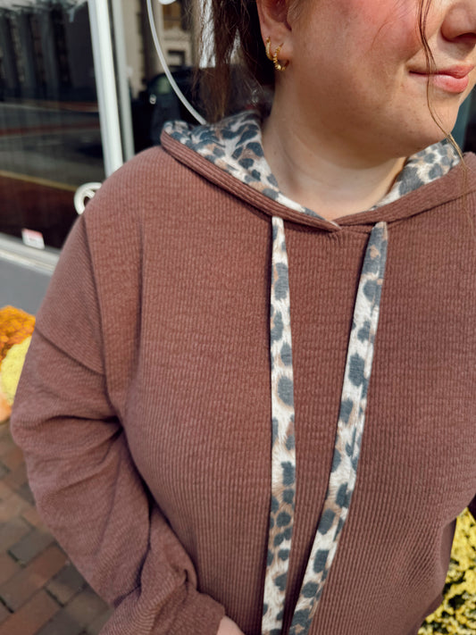 Lola Leopard Trim Hoodie