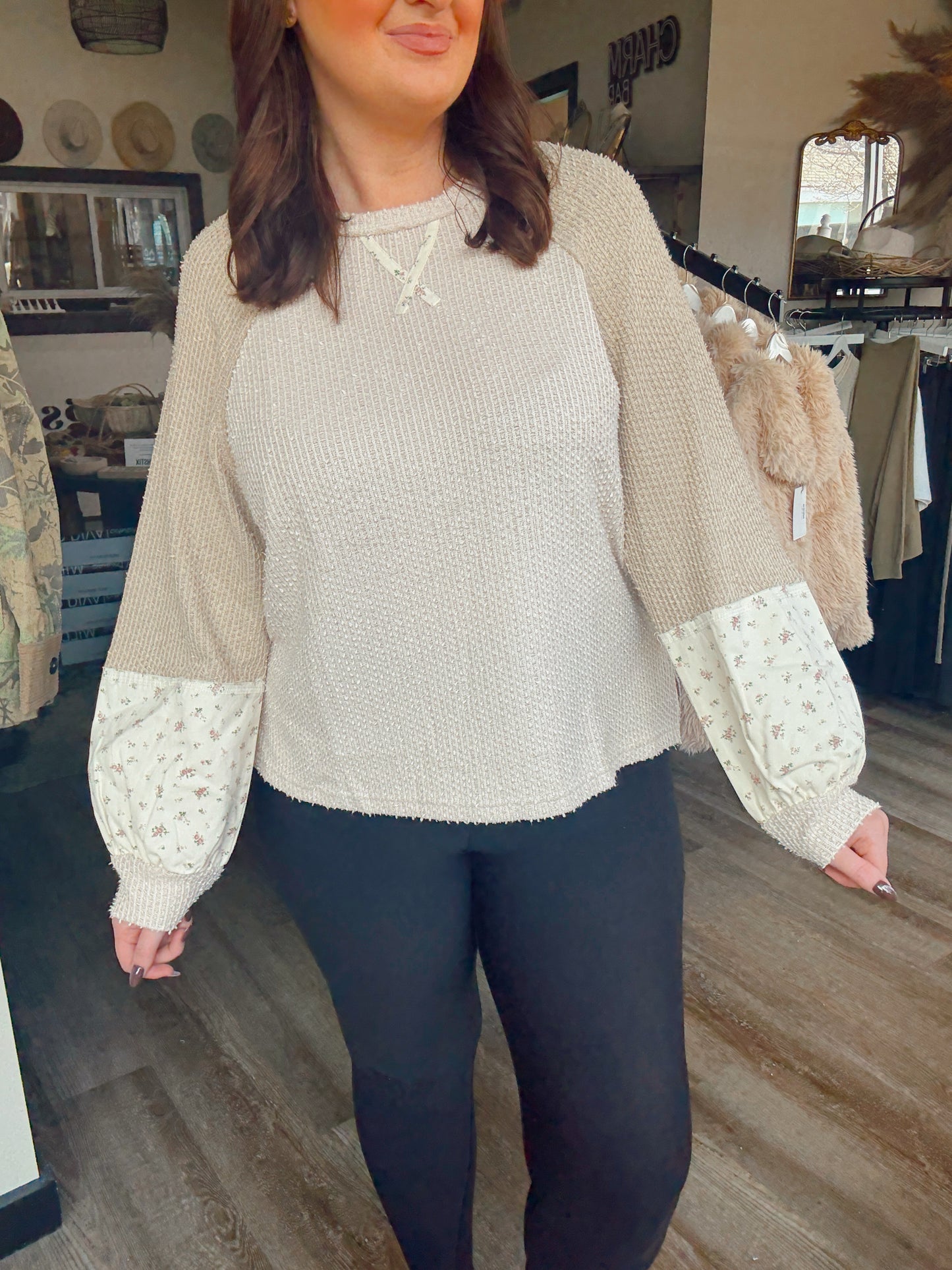 Taupe Thea Textured Top