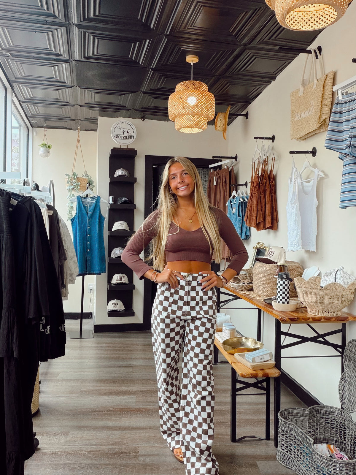 Cinnamon Checkered Pants