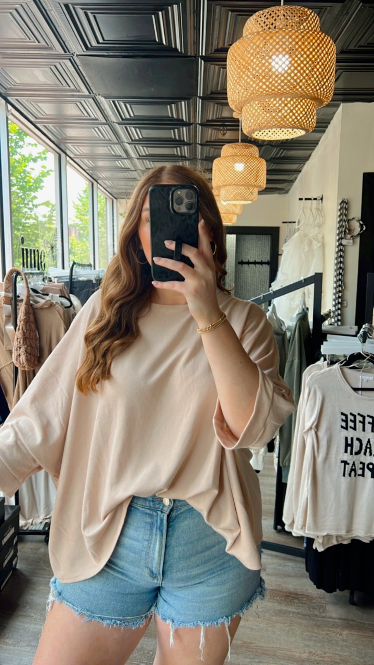 Beige Dolman Sleeve Top