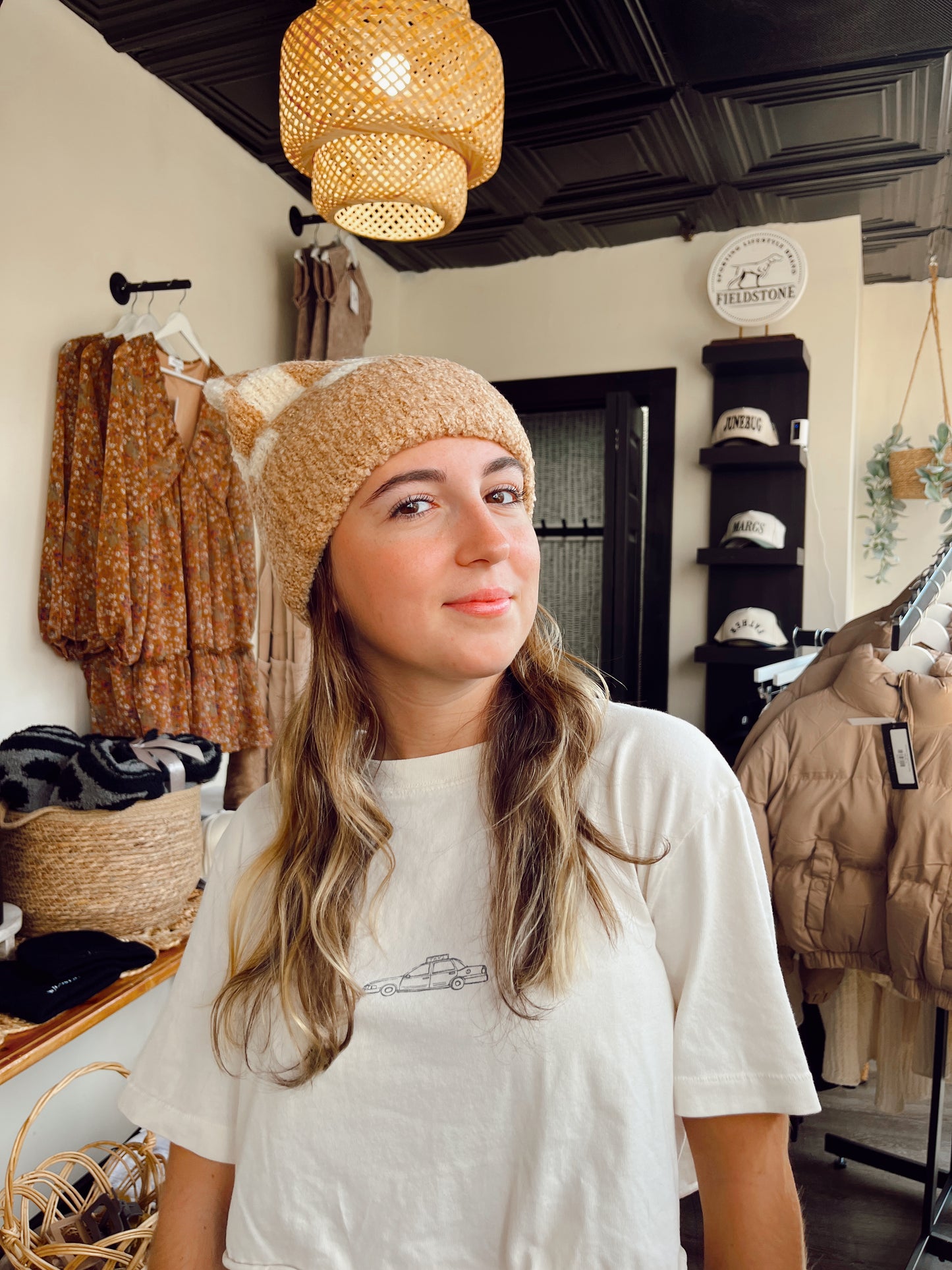 DOORBUSTER Camel Checkered Beanie