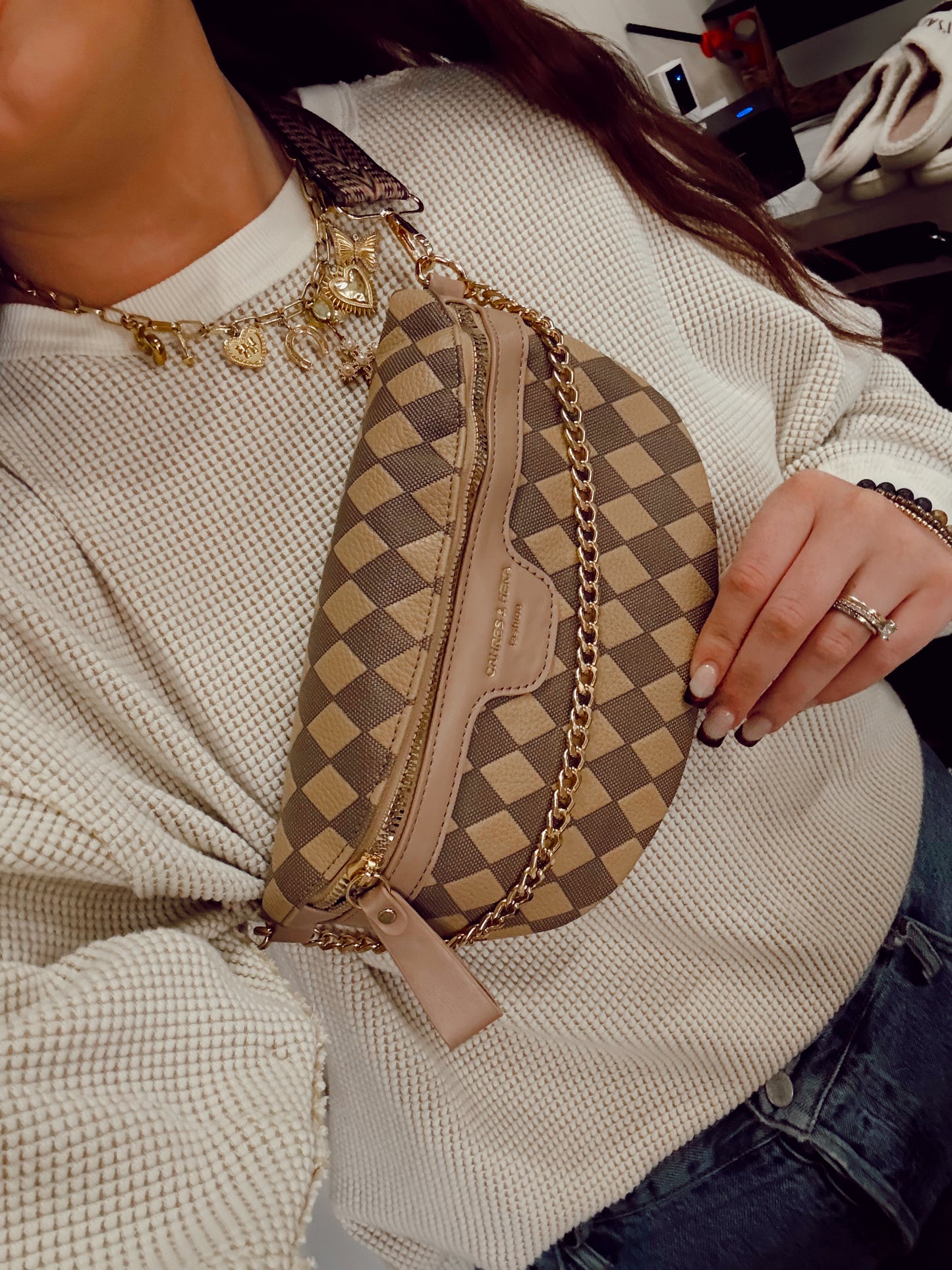 Brown Everyday Checkered Bag