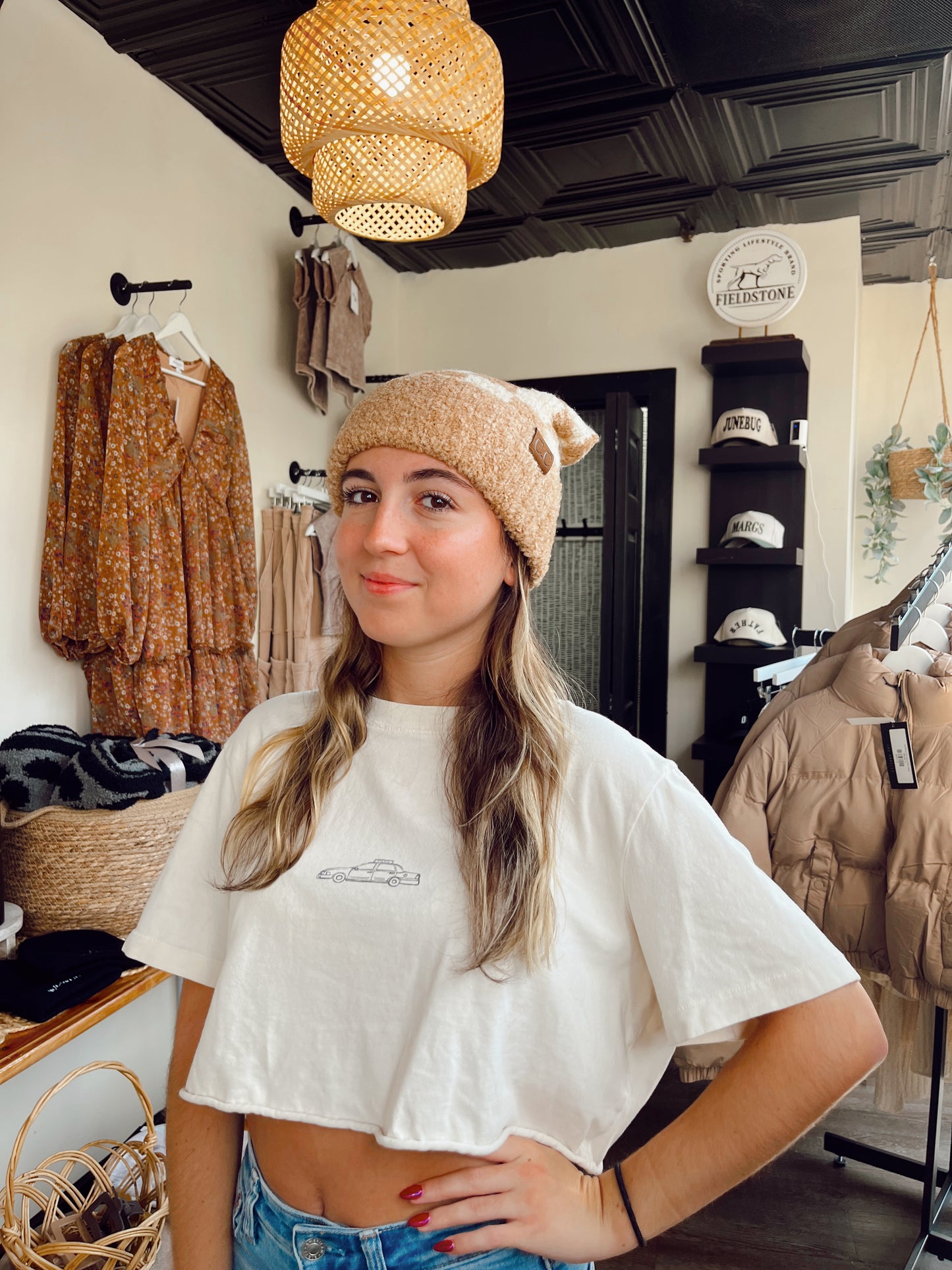 DOORBUSTER Camel Checkered Beanie