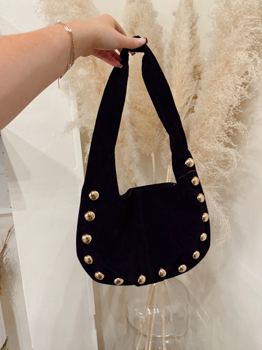 Studded Black Hobo Bag