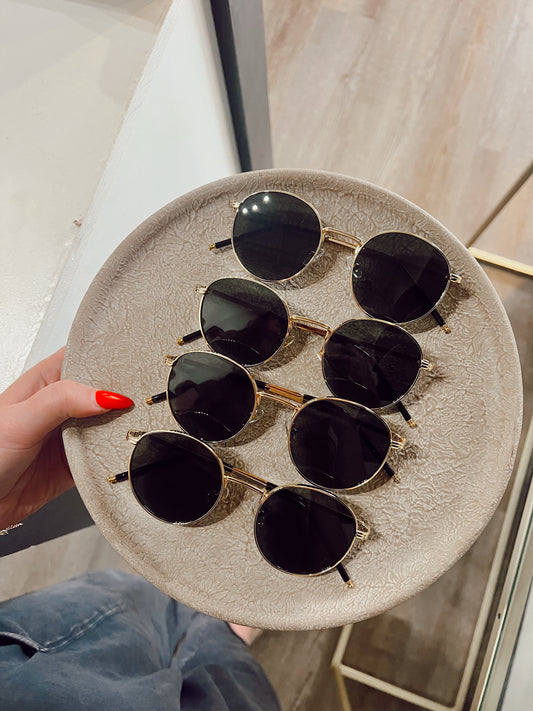 Gold Fashion Circle Sunglasses
