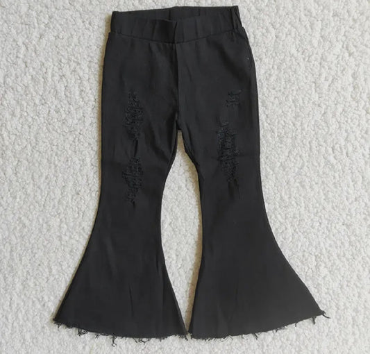 Black Ripped Flares