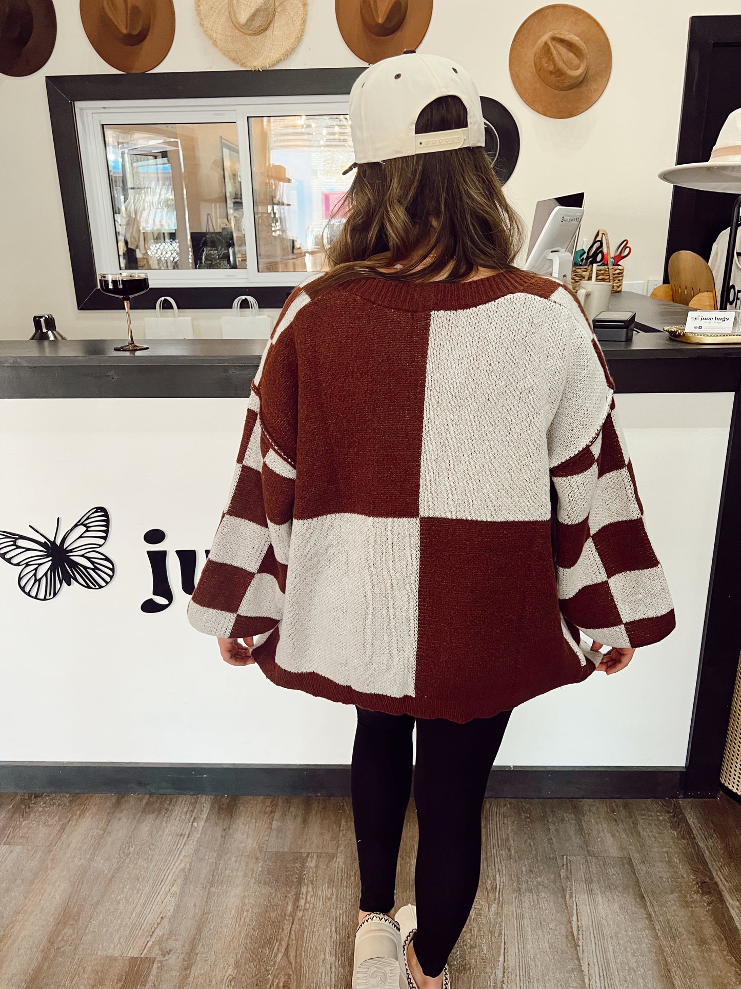 Cocoa Bean Checkered Cardigan