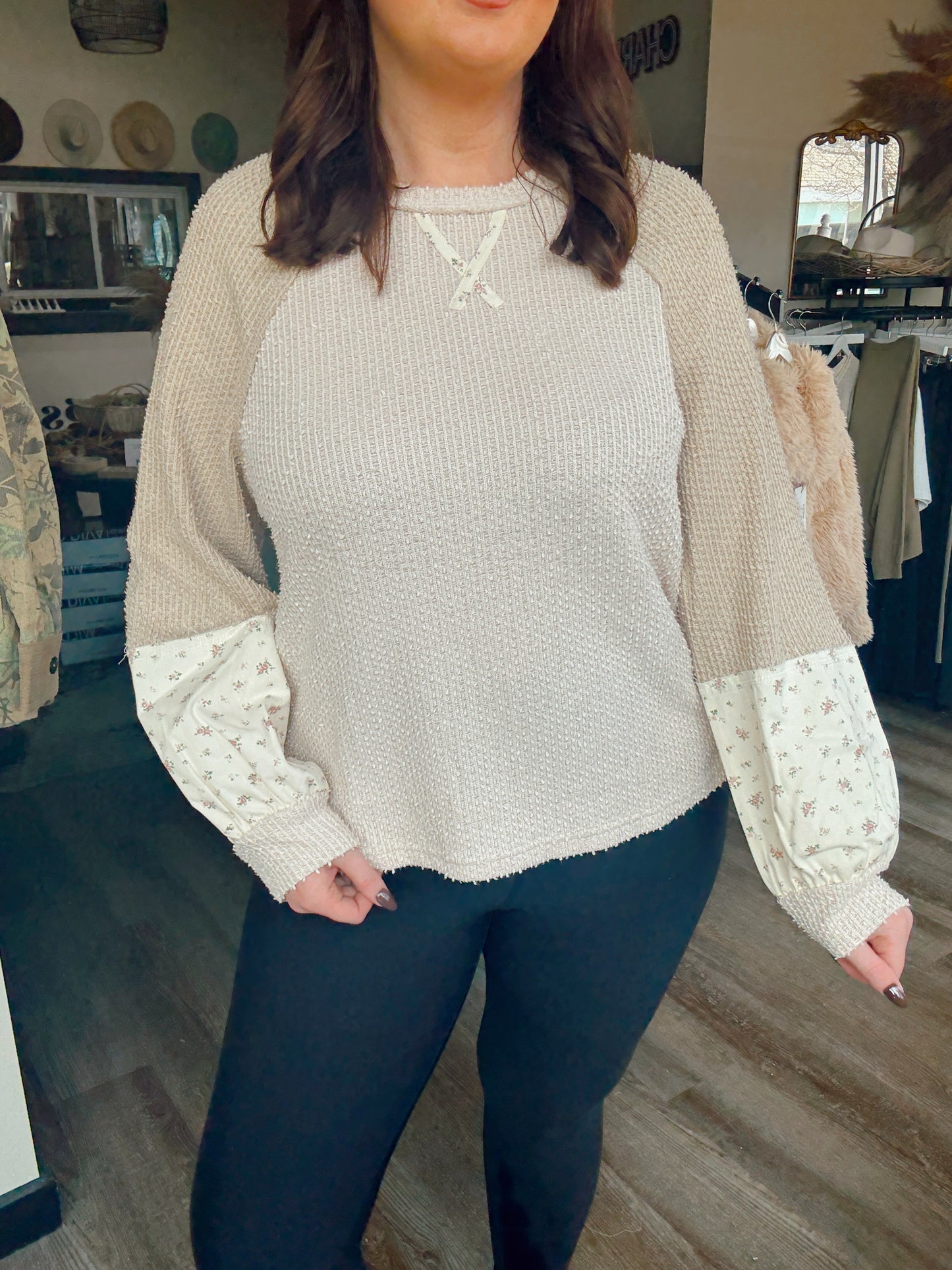 Taupe Thea Textured Top