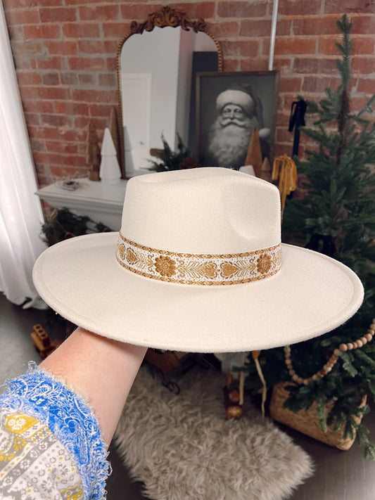 Ivory Band Fedora Hat