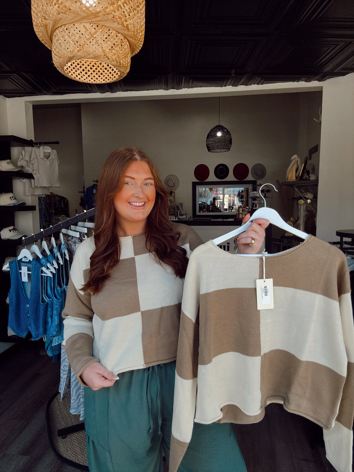 Cookie Crumb Checkered Sweater
