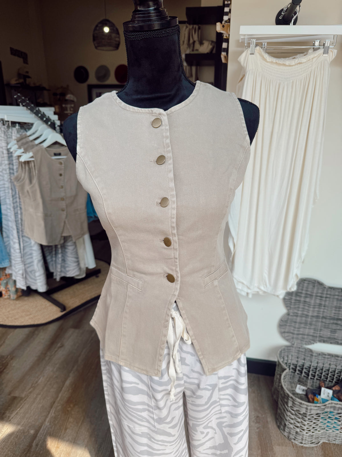 Mocha Denim Vest