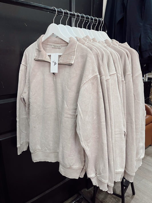 Ash Mocha Acid Wash Pullover