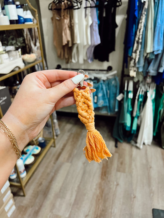 Orange Macrame Keychain