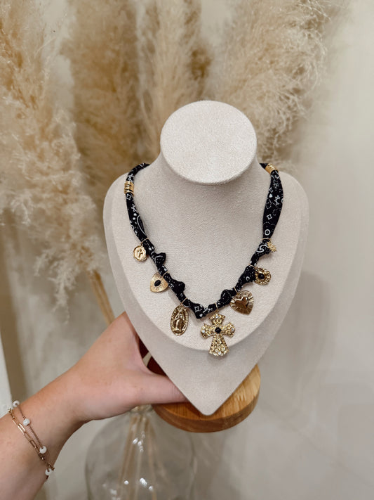 Black Bandana Charm Necklace
