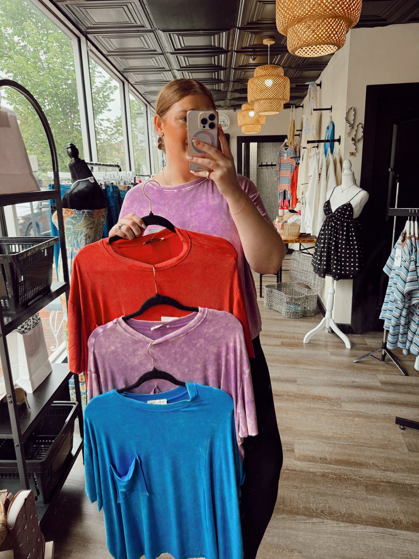 Ruby Red Oversized Ribbed Tee