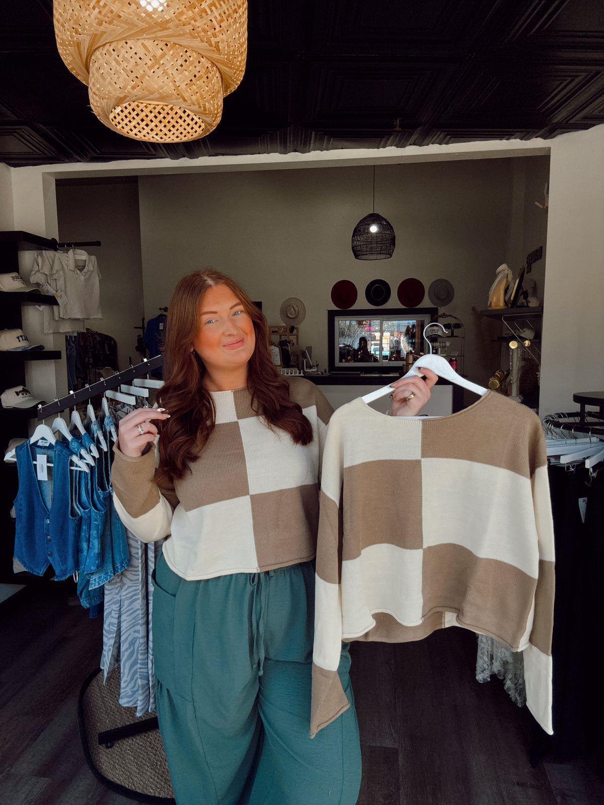 Cookie Crumb Checkered Sweater