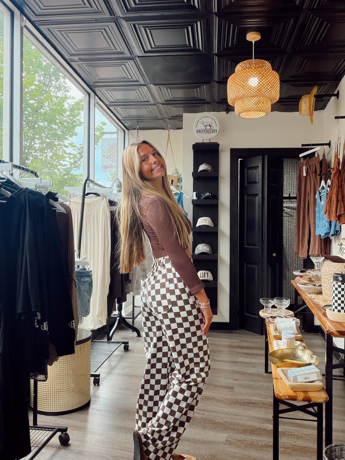 Cinnamon Checkered Pants