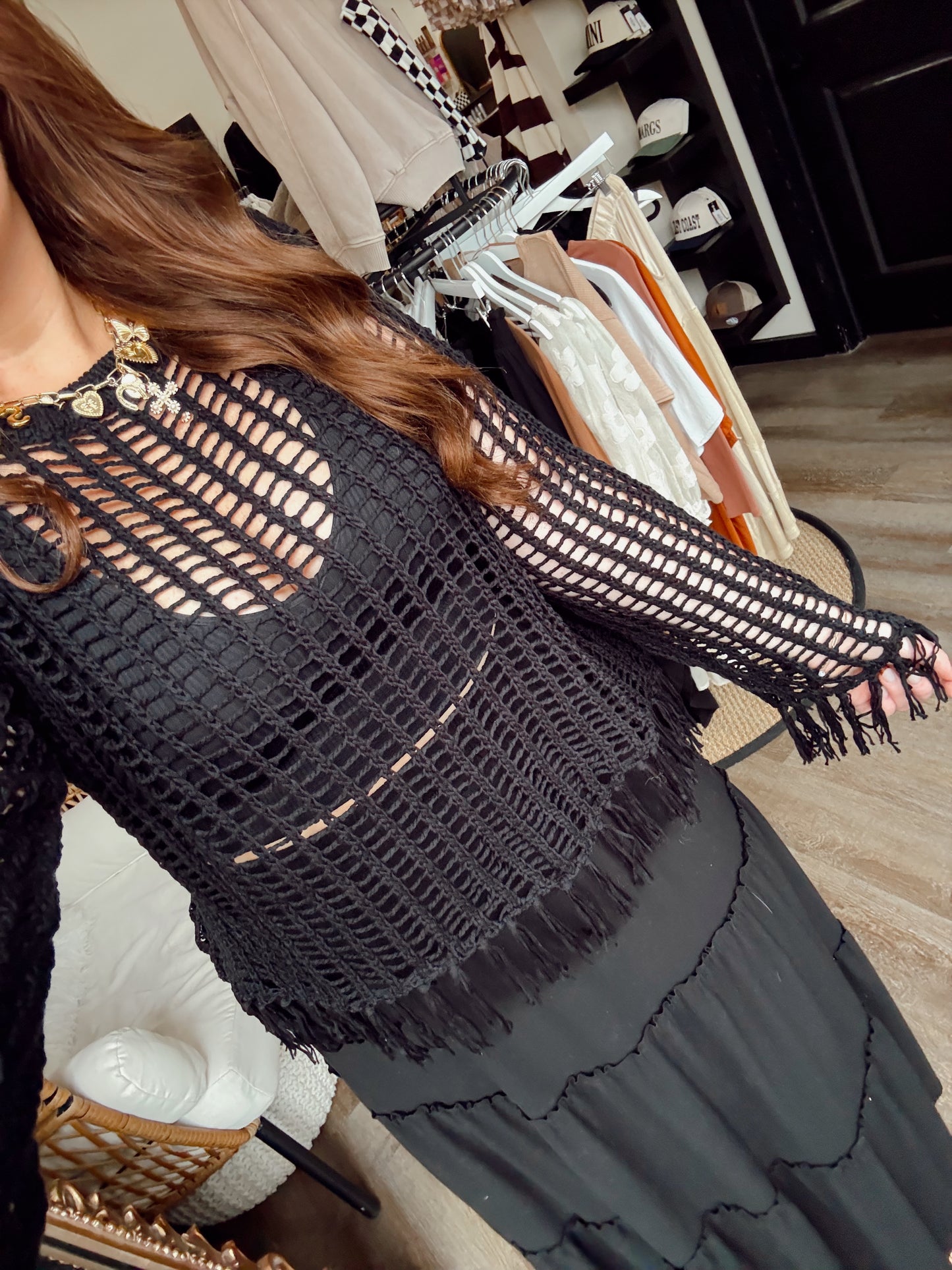 Blaire Black Crochet Top