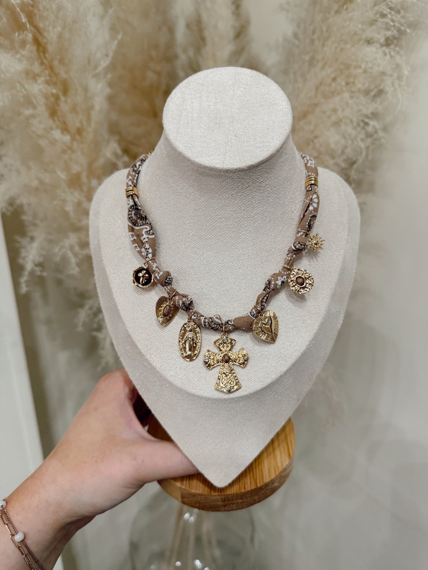 Tan Bandana Charm Necklace