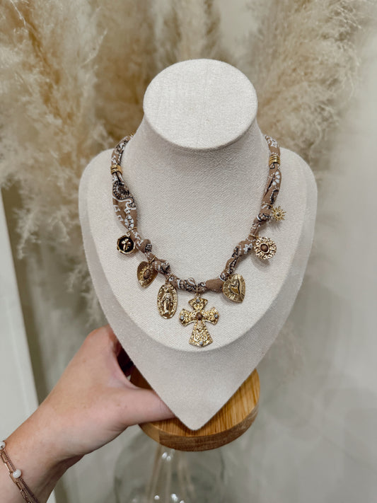 Tan Bandana Charm Necklace