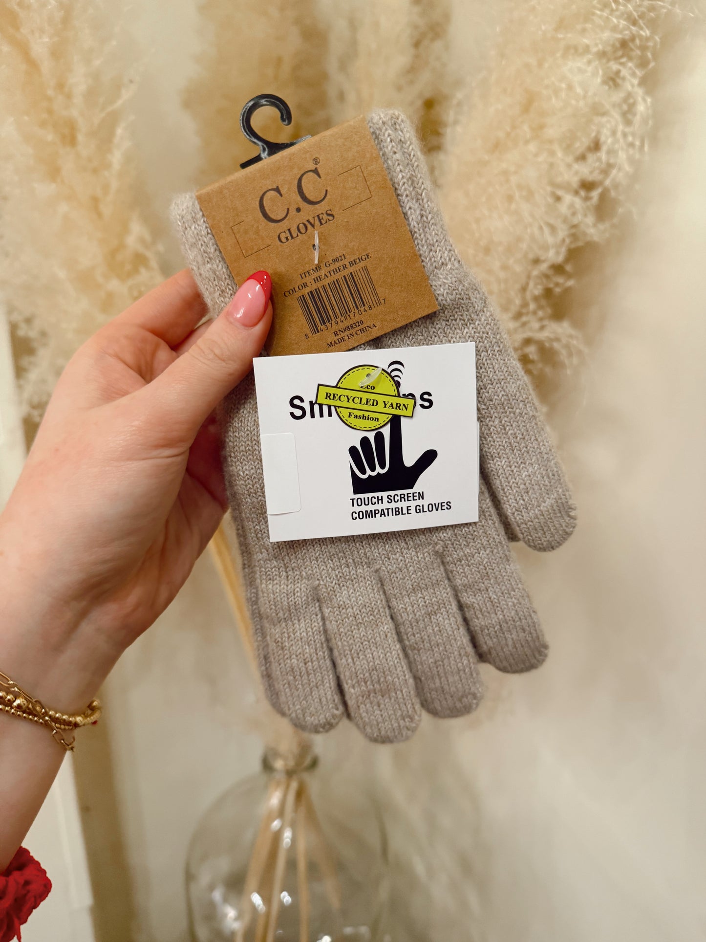 Beige Touch Screen Gloves