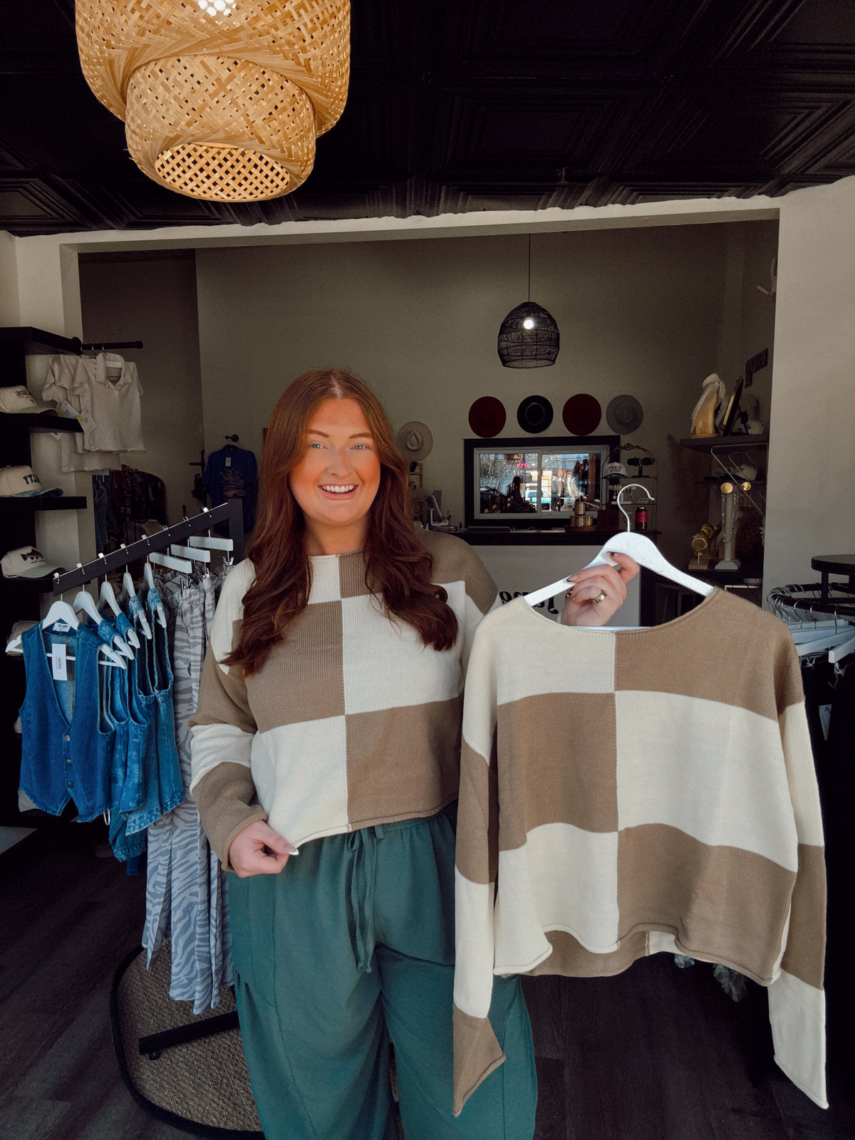 Cookie Crumb Checkered Sweater