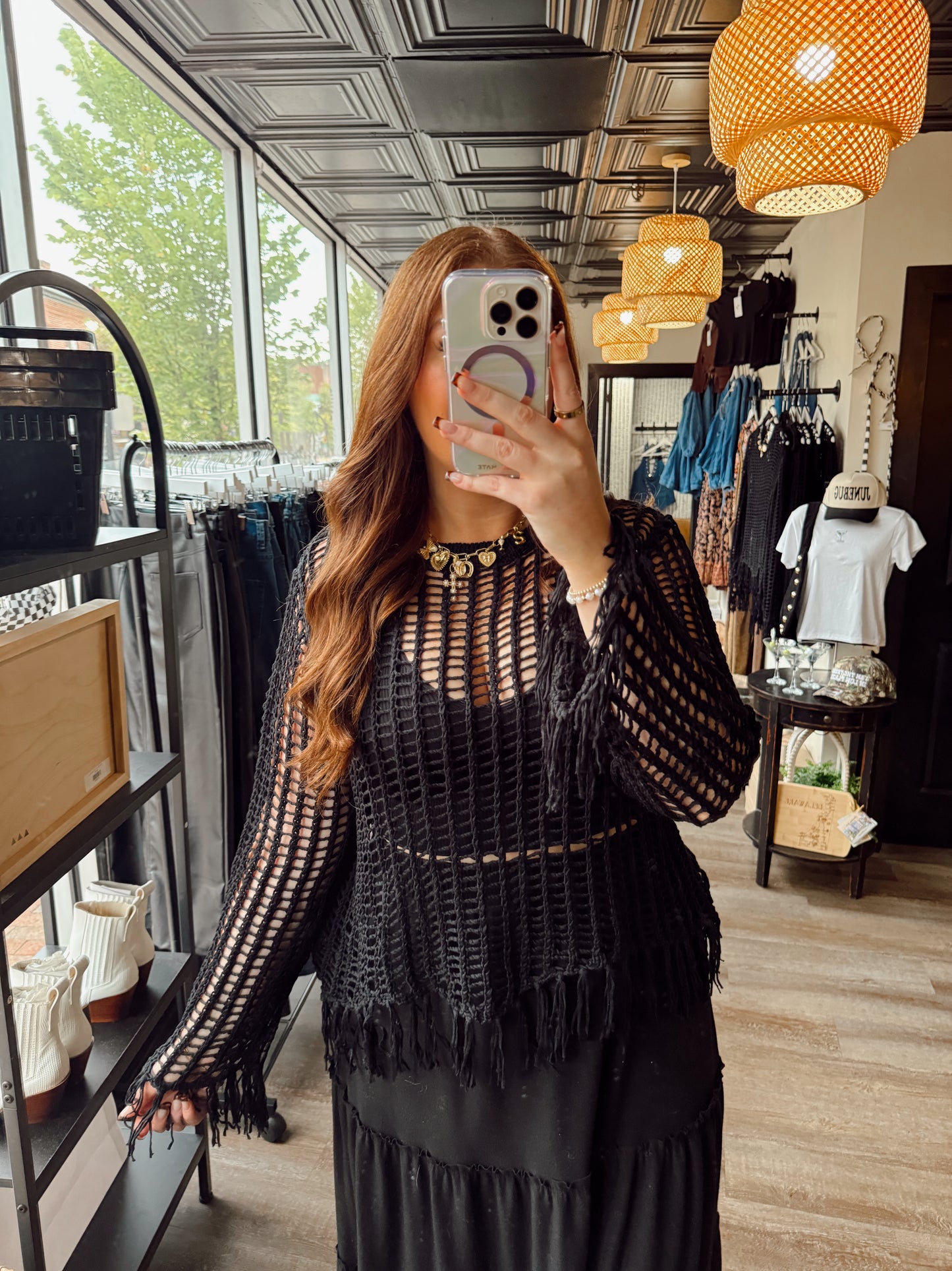Blaire Black Crochet Top