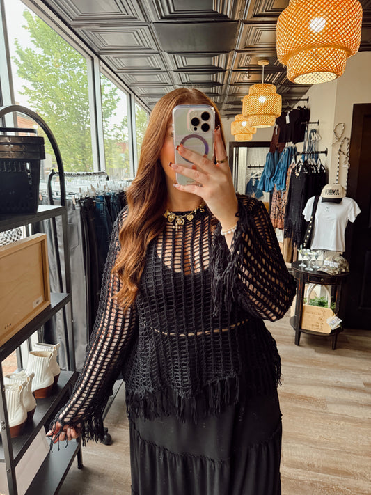 Blaire Black Crochet Top